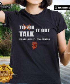Official Tough It Out Talk Mental Health Awareness Ladies Tee in vibrant colors, promoting mental health support and awareness.