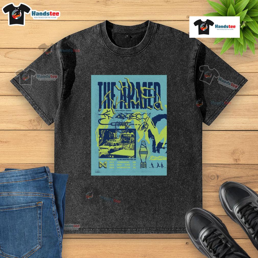 Official Tour August 2025 The Armed Poster Washed T Shirt Alt Text: Official Tour August 2025 The Armed poster on a washed t-shirt, showcasing vibrant design and band logo.