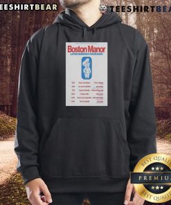 Alt Text: Boston Manor Official Tour Latin America 2025 poster design featured on a stylish hoodie.