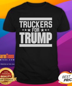 Official Truckers For Trump T-Shirt featuring bold graphics and patriotic colors, perfect for supporters of the movement.