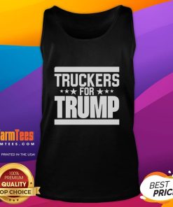Official Truckers For Trump tank top featuring bold graphics and a patriotic design, perfect for supporters on the go.
