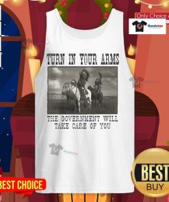 Official Turn In Your Arms Native American Tank Top showcasing a unique design promoting government support for Native communities.