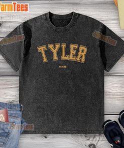 Official Tyler Texas Sports college-style washed t-shirt showcasing vibrant graphics and comfortable fit.