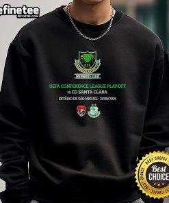 Shamrock Rovers FC vs CD Santa Clara 2025 UEFA Conference League playoff sweatshirt in vibrant team colors.