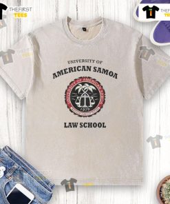 Official University of American Samoa Law School washed t-shirt featuring the school's logo and comfortable fit.