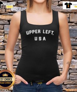 Alt Text: Official Upper Left USA Tank Top featuring a patriotic design and comfortable fit, perfect for summer wear.