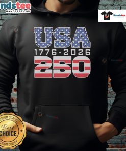 Official USA 17762026 250th Independence Day hoodie featuring patriotic design and vibrant colors.