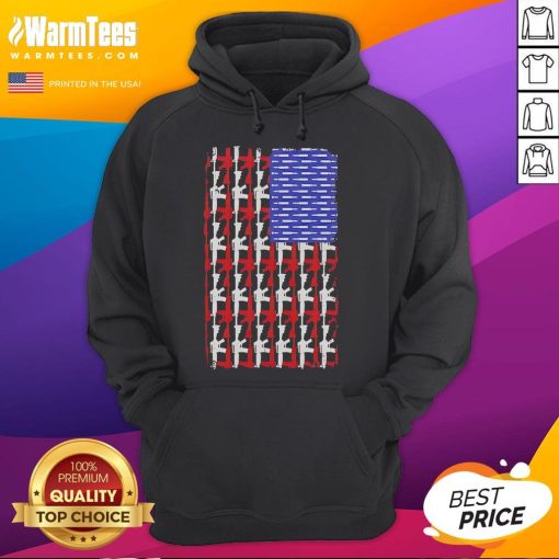 Official USA Guns and Bullets Flag Hoodie featuring a patriotic design with gun and bullet graphics on a stylish hoodie.