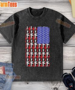 Official USA Guns and Bullets Flag Washed T-Shirt featuring a patriotic design with gun and bullet graphics.