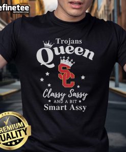 Official USC Trojans Queen T-Shirt featuring 'Classy, Sassy, and a Bit Smart Assy' design for fans and supporters.