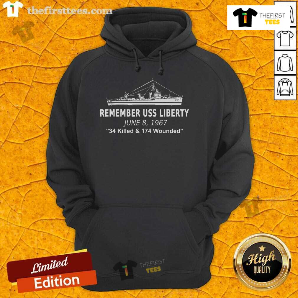 Official Uss Liberty Remember June 8 1967 Political History Hoodie USS Liberty Remember June 8, 1967 hoodie showcasing political history and commemorative design.
