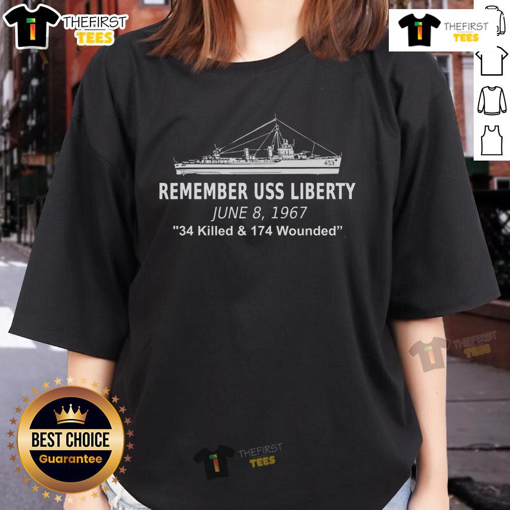 Official Uss Liberty Remember June 8 1967 Political History Ladies Tee USS Liberty Remember June 8, 1967 political history ladies tee shirt design featuring a vintage graphic.