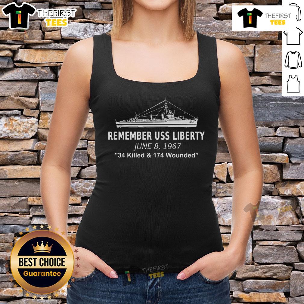 Official Uss Liberty Remember June 8 1967 Political History Tank Top USS Liberty Remember June 8, 1967 tank top featuring historical design and political significance for maritime history.