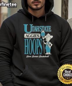 Official Utah State Aggies Barn Burner Farmer Hoops Hoodie in navy blue, featuring team logo and cozy design.