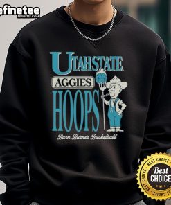 Official Utah State Aggies Barn Burner Farmer Hoops Sweatshirt in navy blue, featuring team logo and cozy design.