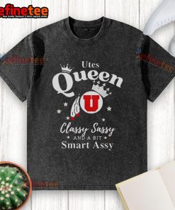 Alt Text: Official Utah Utes Queen Classy Sassy and a Bit Smart Assy washed t-shirt in red, perfect for fans and casual wear.