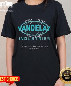 Official Vandelay Industries Logo Ladies Tee design featuring a stylish logo on a women's t-shirt.