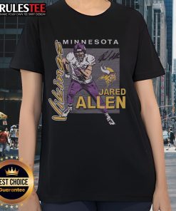 Official Vikings Jared Allen signature ladies tee featuring bold team graphics and a stylish design for fans.