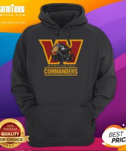 Alt Text: Official Washington Commanders football club helmet logo on a stylish hoodie for sports lovers and fans.