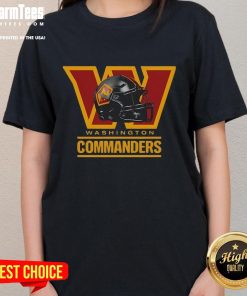 Official Washington Commanders Football Club helmet logo on a stylish ladies tee, perfect for sport lovers.