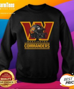 Alt Text: Official Washington Commanders Football Club helmet logo on a stylish sweatshirt for sport lovers.