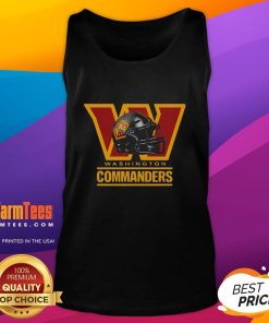 Alt Text: Official Washington Commanders Football Club helmet logo on a stylish sport lover tank top for fans.