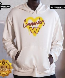 Official Washington Commanders Football Spray Heart Hoodie in red and black, perfect for fans of the NFL team.