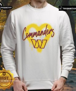 Official Washington Commanders Football Spray Heart Sweatshirt featuring team colors and logo, perfect for fans.