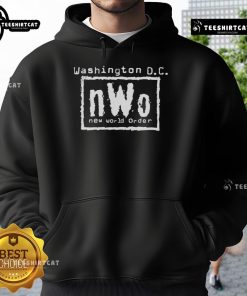 Alt Text: Official Washington D.C. nWo New World Order Hoodie featuring iconic logo and stylish design for fans.