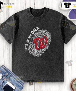 Official Washington Nationals In My DNA washed t-shirt, showcasing team pride and vibrant colors for fans.