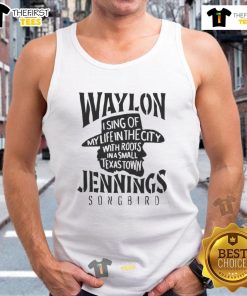 Alt Text: Official Waylon Jennings Songbird Cowboy Tank Top featuring iconic design, perfect for country music fans and summer wear.