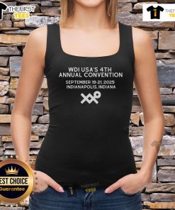 Alt Text: Official WDI USA's 4th Annual Convention September 2025 tank top featuring event logo and vibrant design.