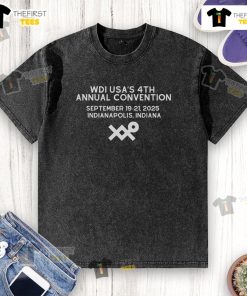 Official WDI USA's 4th Annual Convention September 2025 washed t-shirt featuring event logo and vibrant design.