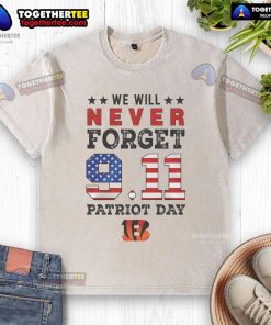 Official Cincinnati Bengals 9/11 Patriot Day washed t-shirt featuring a unique design to honor remembrance.