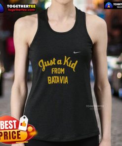 Official West Virginia Mountaineers 'Just A Kid From Batavia' tank top featuring team colors and logo.