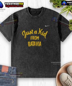 Official West Virginia Mountaineers Just A Kid From Batavia washed t-shirt featuring logo and vibrant colors.
