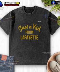 Official West Virginia Mountaineers Just A Kid From Lafayette washed t-shirt showcasing team spirit and style.