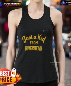 Official West Virginia Mountaineers Just A Kid From Riverhead tank top featuring team colors and logo, perfect for fans.