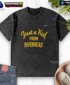 Alt Text: Official West Virginia Mountaineers Just A Kid From Riverhead washed t-shirt featuring vibrant team colors and logo.
