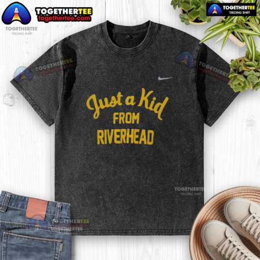 Alt Text: Official West Virginia Mountaineers Just A Kid From Riverhead washed t-shirt featuring vibrant team colors and logo.