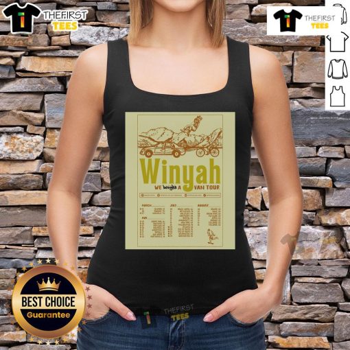 Official Winyah Summer 2025 Tour poster on a tank top featuring 'We Bought A Van' theme, vibrant colors and design.