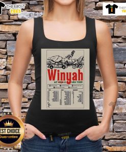 Official Winyah We Bought A Van Tour 2025 poster on a tank top, showcasing vibrant design and tour details.