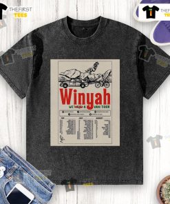 Alt Text: 2025 Official Winyah We Bought A Van Tour poster on a washed t-shirt, featuring vibrant design and event details.