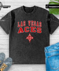 Alt Text: Official WNBA Las Vegas Aces girls basketball washed t-shirt featuring bold team logo and stylish design.