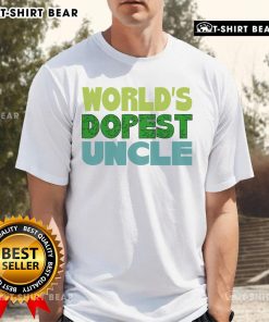 Official World's Dopest Uncle T-Shirt featuring bold graphic design and fun typography for proud uncles.