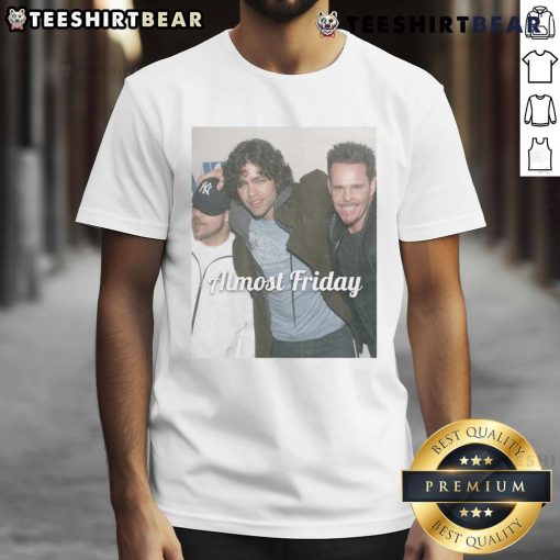 Alt Text: Official Young Entourage Almost Friday T-Shirt featuring a trendy design perfect for casual wear and weekend vibes.