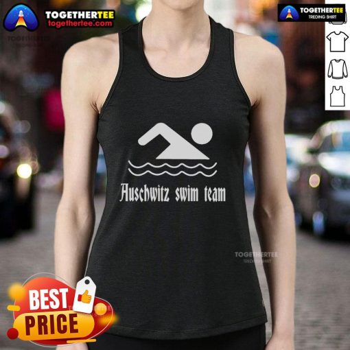 Original Auschwitz Swim Team tank top featuring vintage design, perfect for unique fashion statements and historical awareness.