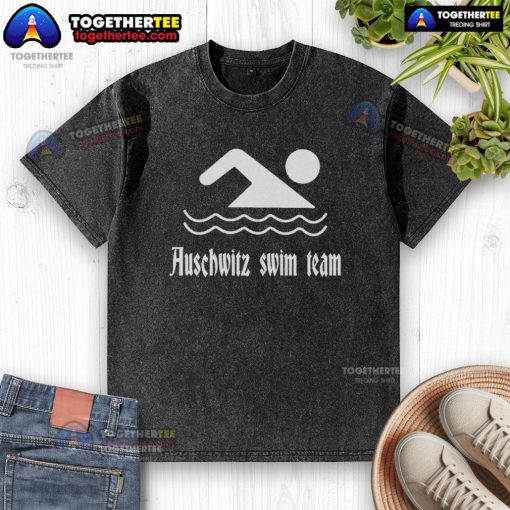 Original Auschwitz Swim Team washed t-shirt featuring vintage design and soft fabric for casual wear.