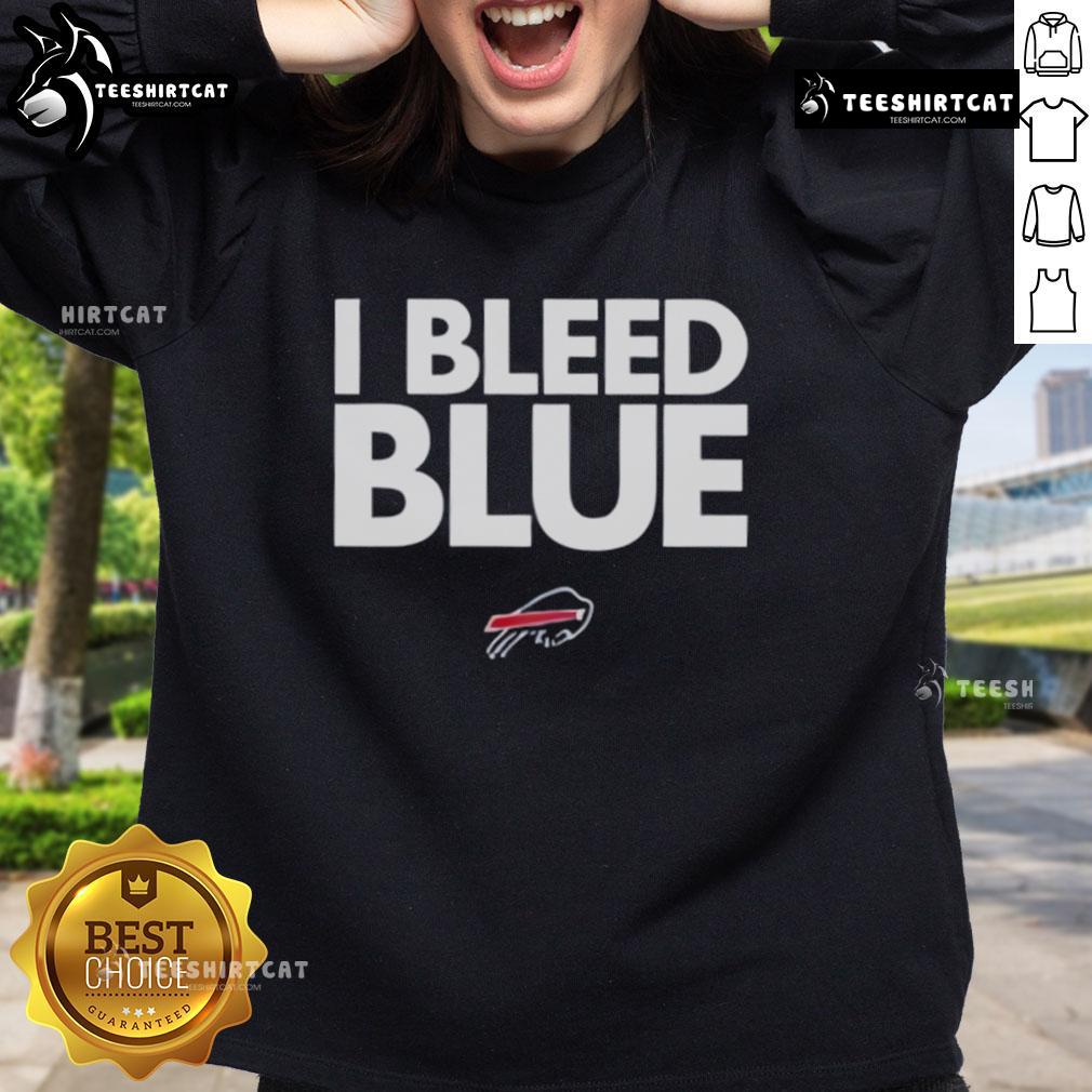 Original Buffalo Bills I Bleed Blue Sweatshirt Alt Text: Original Buffalo Bills I Bleed Blue sweatshirt in blue, featuring team logo and bold lettering for passionate fans.