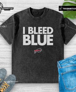Alt Text: Original Buffalo Bills I Bleed Blue washed t-shirt, featuring a bold graphic design in team colors. Perfect for fans!
